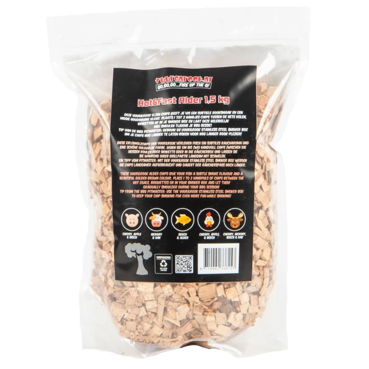 Vuur&Rook Hot&Fast Alder Chips 1,5 Kg - Afbeelding 2