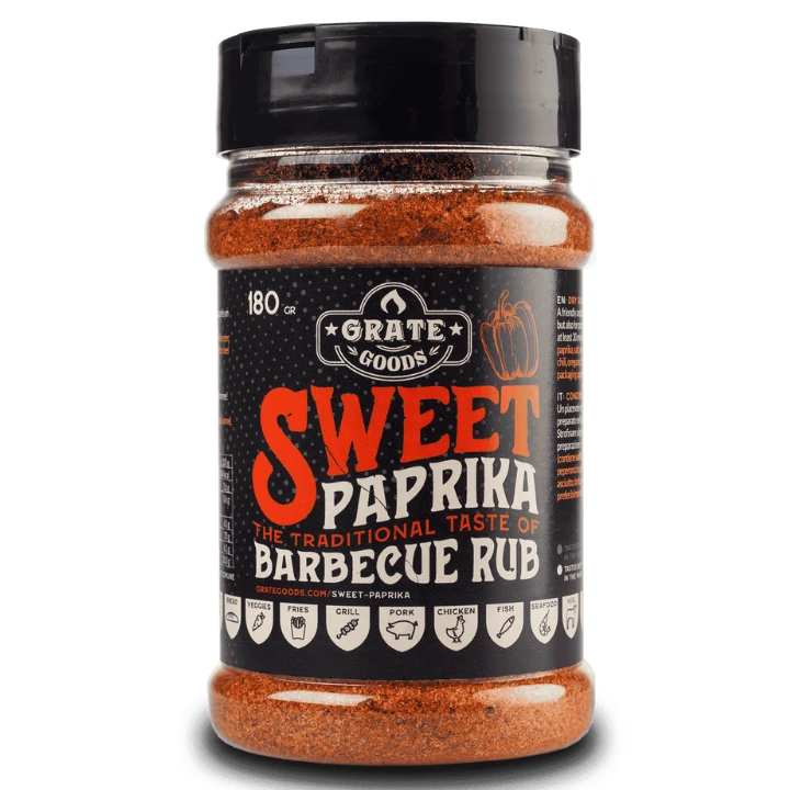 Grate Goods Sweet Paprika BBQ Rub 180 Gram 1 Grate Goods Sweet Paprika BBQ Rub 180 Gram