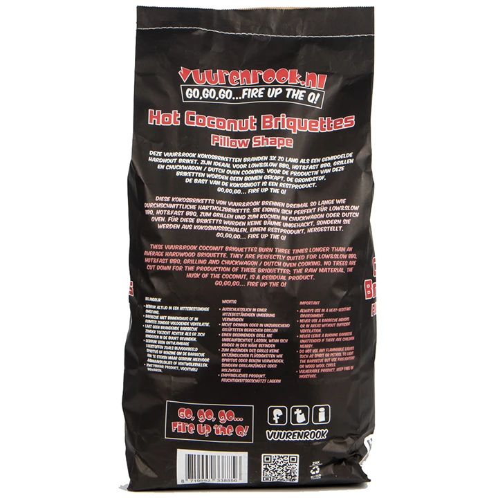 Vuur&Rook Hot Coconut Briketten Pillow Shape 10 Kg - Afbeelding 2