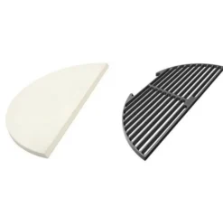 Big Green Egg Half Baking Stone + Cast Iron Grid TBV EGGspander Kit